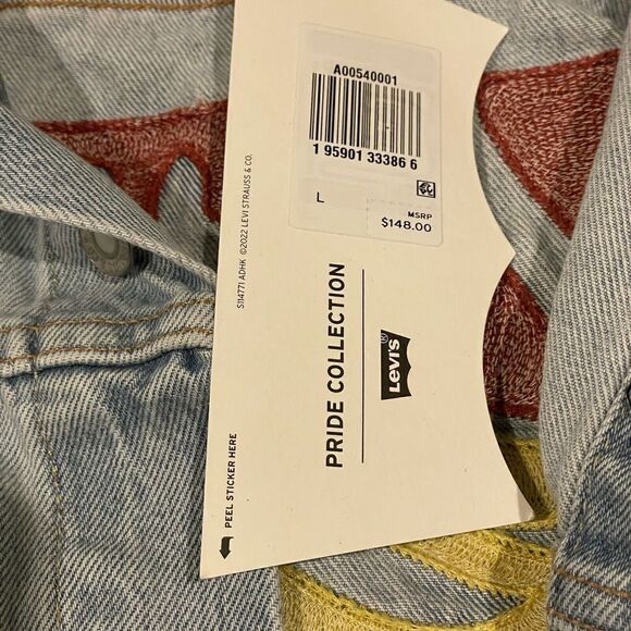 NWT Levi’s Premium Limited Edition Pride Jean Jacket Embroidered “Let Us Love" L - Picture 5 of 16